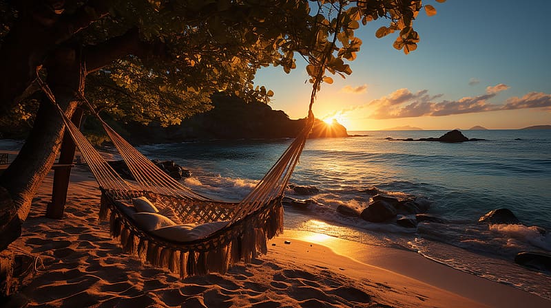 HD Wallpaper Beach Swing Sunset Tree Beach Sea