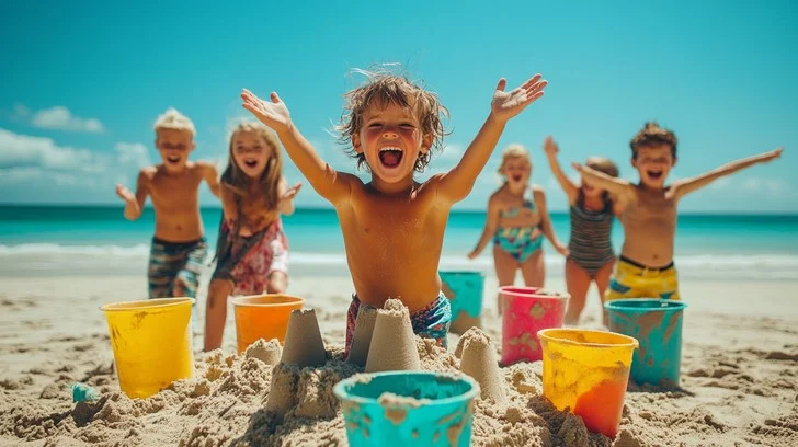 Joyful Beach Day Stockcake