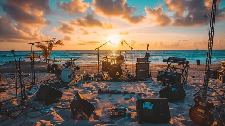 Beach Concert Setup Stockcake